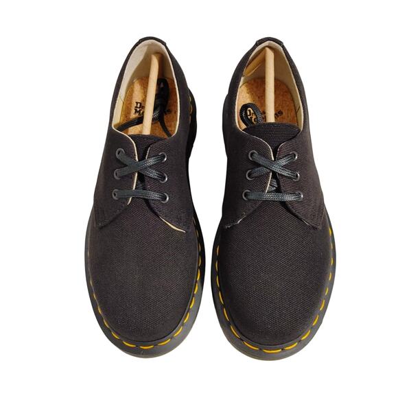Dr. Martens 1461 Canvas Shoes Lug Sole Round Toe Black Unisex US M4/W5 UK 3 NEW - Picture 6 of 10